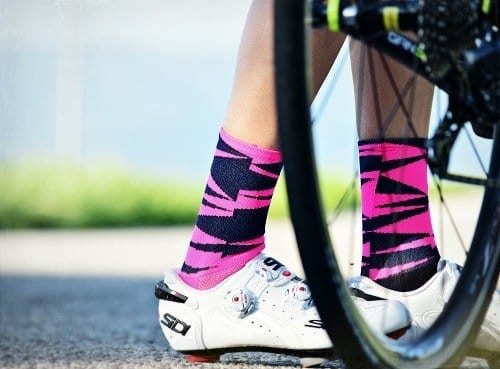 Woman wearing cycling socks