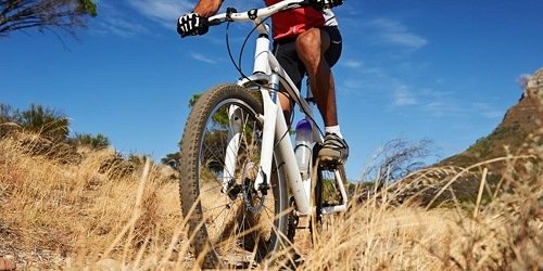 White mountain bike on a trail